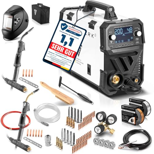 STAHLWERK Schweißgerät Kombi MIG MAG 200 Spot Puls Pro Digital - Vollausstattung - 200 A IGBT Inverter, Fülldraht, FLUX, Lift-TIG, MMA, MIG-Puls für Aluminium, modernste Transistoren-Technologie