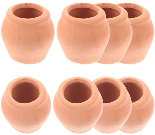 Happyyami 8 Mini Macetas de Cerámica Naranja Estilo Cartoon para Suculentas | Terracota, Decoración de Oficina y Balcón, Tiestos Pequeños para Plantar, Cuenco Barro para Suculentas