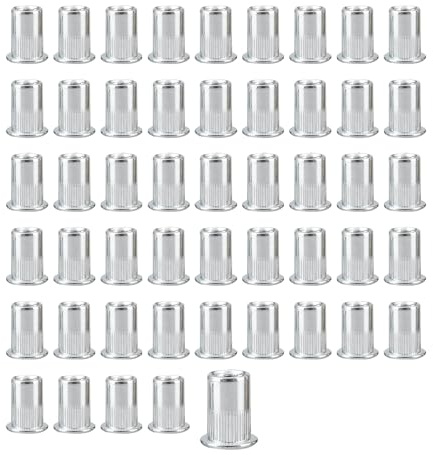 50 Pièces Insert M6, Rivet Ecrou, Écrous à Sertir M6 Fileté, Inserts Filetés en Acier Inoxydable Tête Plate, Écrou Rivet Aveugle pour Métriques, Fixation Durable pour Métal et Plastique