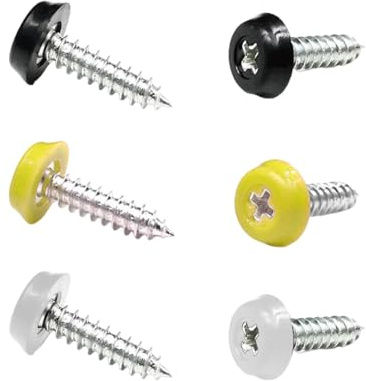 6Pcs Number Plate Screws Kit, License Plate Fixing Set, Multicolor Oversized Plastic Top Car Number Plates Screws, Mix Replacement for Car Registration Plates and License Plates