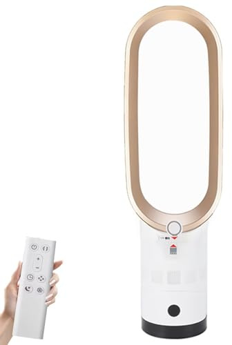 LSQXSS 27 Bladeless Tower Fan, Removable Foldable Leafless Fan with Remote,10 Speeds, 90° Oscillation, 9H Timer, LED Display, Super Quiet Desk Fan for Bedroom, Kitchen,Office
