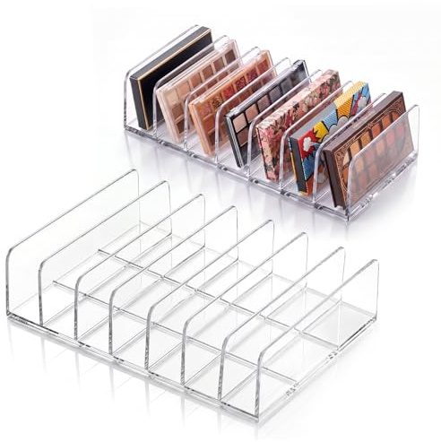 Qettkoom 2 Pack Plastik Augenbrauen Schminktisch Organizer, 7 Fächer Acryl Kosmetik Organizer, Make Up Organizer Schublade Zubehör für Papierumschlag Dokumentenbuch Geld Augenbrauen Schminkpalet