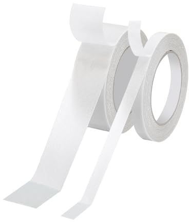 PATIKIL 2 Rolls Fabric Tape, Carpet Tape Double Sided Heavy Duty Sticky Mesh Tapes 32.8ft for Carpet Floor Wall Photo DIY Crafts Clothes Pasting Mounting, White, 15mm 30mm
