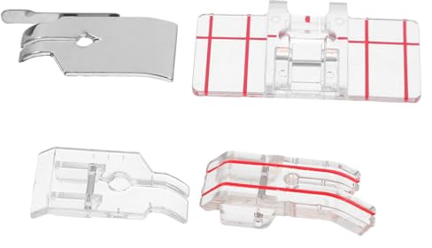 Alipis Lot de 4 Set de Pieds Presseurs Multifonction pour Machine à Coudre Domestique, en Acier Inoxydable et Plastique Solide, Accessoires Couture pour Quilting, Patchwork et Surjet,