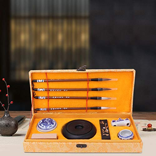 Generic Four Treasures of the Study Kalligrafi-set med Starkt Bläck och Mjuka Borstar för Studenter och Kalligrafi-entusiaster - 790g-kit