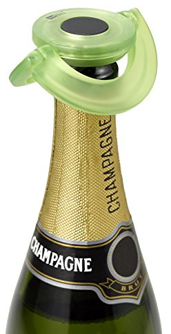 AdHoc dichter Sektflaschenverschluss GUSTO, Extrem flach Sektverschluss | Grün, Kunststoff/Silikon, Luftdichter und auslaufsicher Flaschenverschluss für Sekt, Champagner und Prosecco mit Geschenkbox