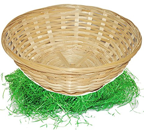 alles-meine.de GmbH Set Ostergras & 10 Bambusschalen/Bastkörbe/Weidenkörbe - klein - Natur als Deko z.B. für Osterei/Ei zum befüllen - Geschenkkorb - Dekokorb - Osternest..