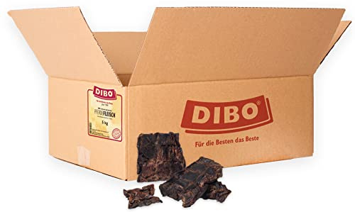 DIBO Pferde-Fleisch, 5kg-Karton, Naturkau-Snack oder Leckerli für Zwischendurch, Hundefutter, Qualitätskauartikel ohne Chemie