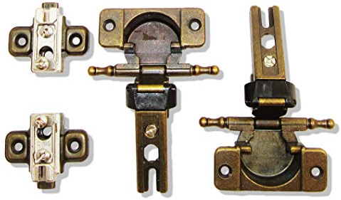 UMAXO®, charnière à 180° pour portes pliantes, en laiton poli. Ensemble (2 charnières, 2 plaques de montage). Charnière NEXIS SLIDE-ON 80
