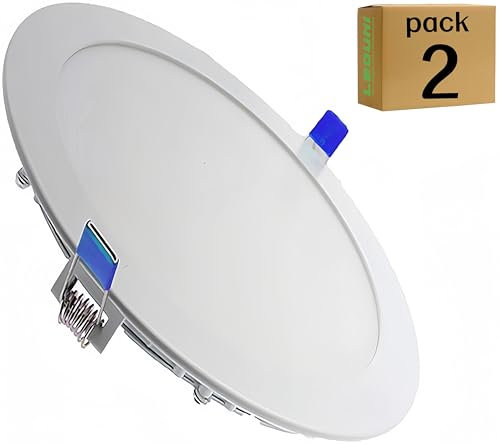 Leduni® - pannello downlight LED, rotondo, 20 W, 2000 lm angolo 120, IP20, in alluminio, 225 mm, dimensioni del foro 205 mm 2 Unidades Luce bianca neutra 4000 K