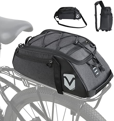 VERTAST Fahrradtasche für Gepäckträger 8L Volumen, wasserdichte Gepäckträgertasche mit Schultergurt Rucksackfunktion, Schwarz2
