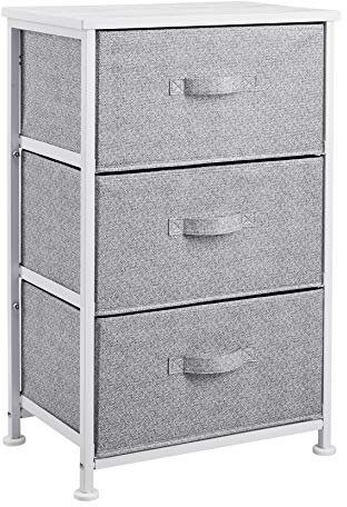 Amazon Basics Commode pour armoire - 3 tiroirs en tissu - blanc