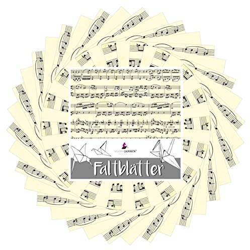 MarpaJansen Origami Faltblätter, 60 Blatt, Motivpapier, Noten, unters. Vorder- /Rückseite, 15 x 15 cm, 80 g/m²