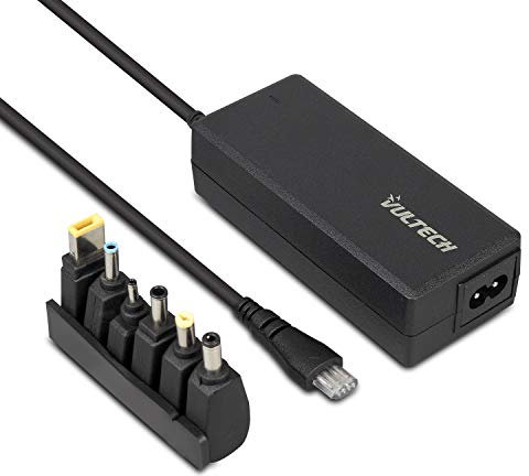 VulTech AU-70W Alimentatore Universale per Notebook Autosettante con 6 Tips Connettori Intercambiabili, Compatibile con Asus, Samsung, Acer, Toshiba, Dell, Lenovo, HP, Ricarica Sicura e Veloce
