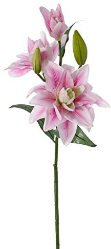 artplants.de Künstliche Blume Lilie ISALIE, rosa - weiß, 80cm, Ø 15cm