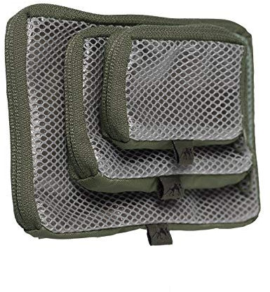 Tasmanian Tiger TT Mesh Pouch Set VL Rucksack Organizer Mesh Zusatz-Taschen Set in 3 Größen mit Klett-Rückseite (Oliv)