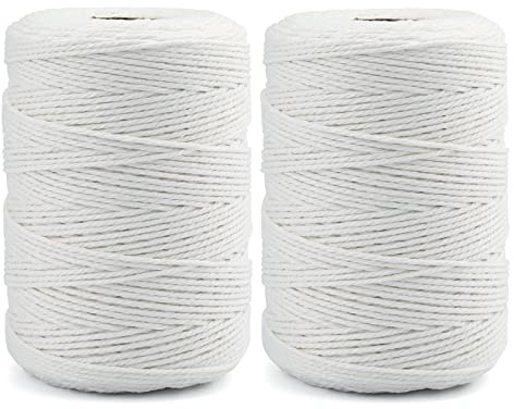 jijAcraft 400M White Cotton Twine: 2MM Durable Bakers String for Tying Homemade Meat, Making Sausage, DIY Craft and Gardening - Safe Cooking String
