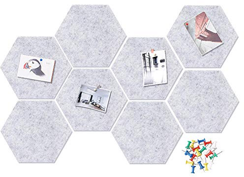 HyFanStr 8 Stück Filz Pinnwand Korkplatte, Selbstklebende Sechseckige Korkplatte selbstklebende DIY für Foto Hängen, Bulletin Tafeln Heimdekoration und Büro Memoranduma