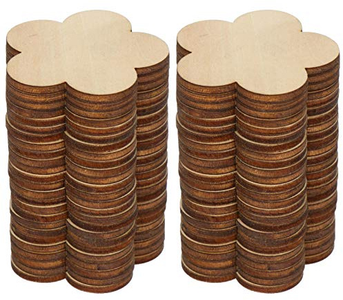 50psc Holzscheiben Unbehandelt Blumen DIY Handwerk Verzierungen Blumen 50mm Naturdeko Tischschmuck Streudeko Hochzeit Party Zubehör Holz Verzierung
