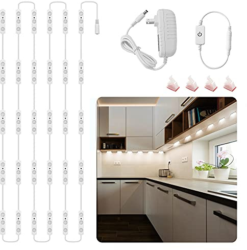 Flexible Jewelry Showcase Lights Kit, 14FT Adhesive Led Light for Display Case with Power Adapter, Dimmable Bright White Under Counter Light, 90 LEDs for Kitchen Cabinets Cupboard, 1800lm, 6000K