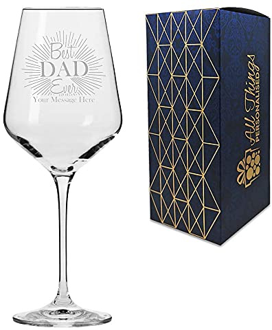 Personalised Engraved 390ml Infinity Wine Glass, Best Dad Ever Design, Personalise with Any Message, Perfect for Any Father