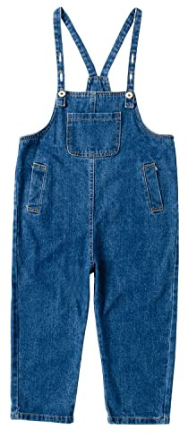 BLOMDES Girls Denim Jumpsuit Dungaree Girls Denim Overall Cropped Pants for 3-12 Years