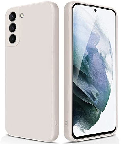 GiiYoon Silikon Skal Kompatibel med Samsung Galaxy S21, Silky Soft Touch Skal med Hela Kroppen, Stötsäker Case med Mikrofiberfoder - Vitt