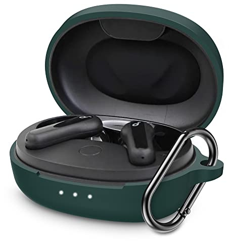 FTRONGRT Schutzhülle für Bluetooth-Kopfhörer für Anker Soundcore Life P2 mini Hülle, Bluetooth-Kopfhörerhülle aus Silikon, Stoßfest.Dunkelgrün