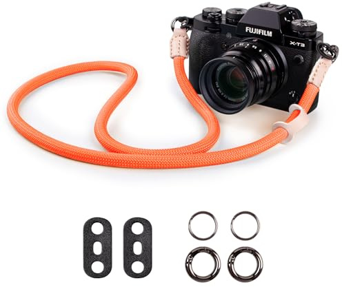 VOVMOEYA Kameragurt Sony Alpha,Kamera Tragegurt aus Seil für Canon EOS Sony A6000 A6400 A7 IV Fujifilm X100V XT5 Nikon Zfc Nackengurt Schultergurt DSLR Kameragurt - Orange