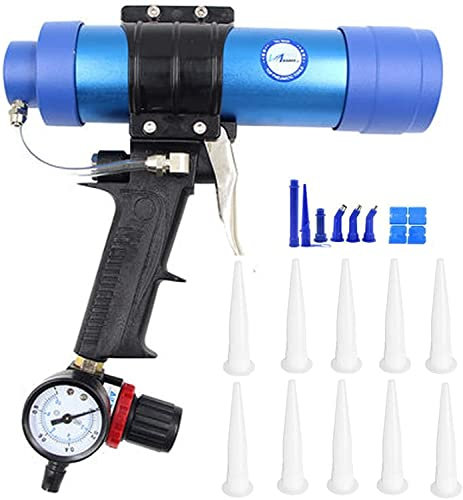 310ML Air Caulking Gun/Pneumatic Cartridge Dispenser Silicon Sealant Applicator Glass Gluing Tool Construction Caulking Gun for caulking, filling, sealed, home and office