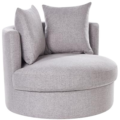 Beliani Sessel Stoff grau rund mit Drehfuntion 2 Kissen Metallgestell modern Dalby