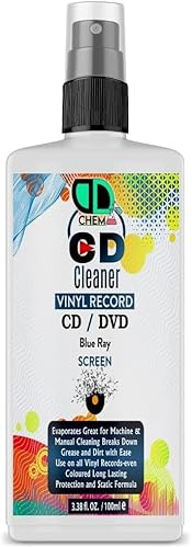 Vinyl LP Record Cleaner Solution | Antistatic Fluid Spray Bottle with Supersoft Microfibre Cleaning Cloth | Removes Dirt, Dust & Fingerprints (100ml Spray)