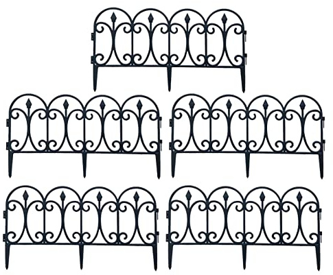 Gartenzaun Kunststoff Zaunelementen Gartenzäune Dekorative Zaun Gartenzaun, 60 cm breit x 33 cm hoch (5 Paneele, Gesamtlänge: 3 m)