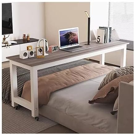 JXIPANUL Überbetttisch Überbetttisch mit Rollen, Abnehmbarer Betttisch, Computertisch für Schlafzimmer/Wohnzimmer, Langer Tisch am Fußende des Bettes (Größe: 180 x 40 x 80 cm) (140 x 40 x 8