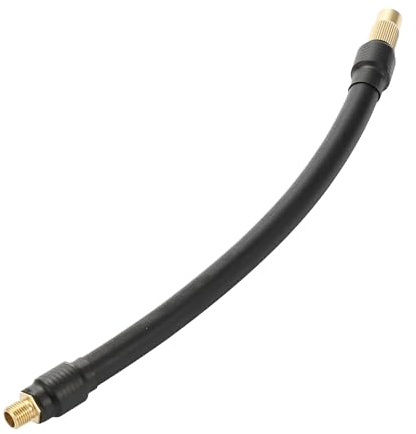 Motoforti Tubo De Extensión Para Inflador De Neumáticos Conexión Rápida 1pc | Negro Y Dorado, Goma Y Metal, 23 Cm, M8x0.8, Conexión Rápida, 0.305inx32TPI, Función: Inflación Rápida Sin Fugas