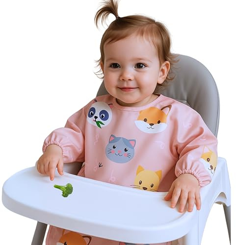 BOLDY BABIES Baberos con Mangas Impermeables para Bebé de 6-36 Meses, Babero BLW, Babete Impermeável, Regalo para Bebé