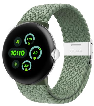 NewJourney Elastisches geflochtenes Armband - Nur Kompatibel mit Google Pixel Watch 4/3 45mm, verstellbares Nylonarmband für Google Pixel Watch 4/3 45mm(Kaktus)