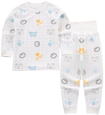 YANWANG 100% Coton Baby Boys Girls Ensemble Pyjama Manche Longue Vêtements de Nuit（White Bear，1-2 Jahre）