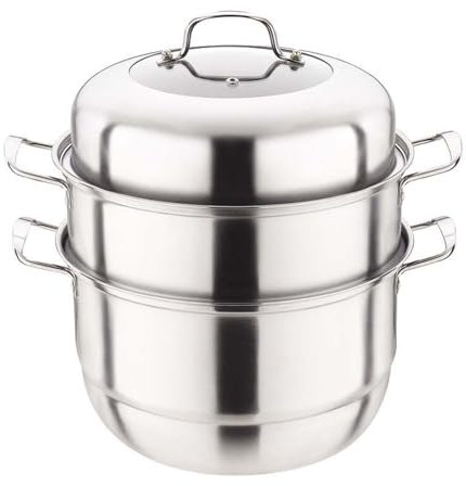 3-Tier Stainless Steel Steamer Pot with Multi-Use High-Capacity Hot Pot, Double Layer for Dumplings, Heat-Resistant Handle, and Easy