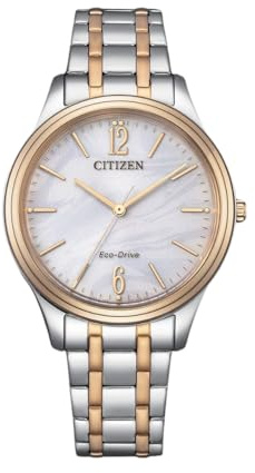 CITIZEN Eco-Drive Solar damklocka med länkband i rostfritt stål med 33 mm diameter i olika varianter, flerfärgad, Armband