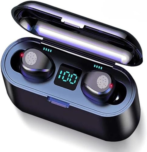 Wireless Headphones, Bluetooth 5.0 Wireless Earbuds 150H Playtime Deep Bass Hi-Fi Stereo Sound in-Ear Bluetooth Earphones with Mic, Waterproof, Smart LCD Digital Display Charging Case