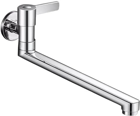 Drehbarer Chrom-Küchenarmatur, 30 cm, Messing, Kaltwasserhahn für Waschbecken und Badezimmer, ausziehbar, Wandmontage, perfekt für Küche und Lavabo