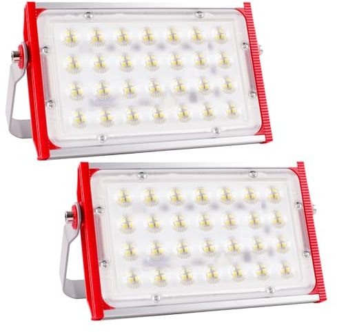 Focos LED Exterior 100W, 10.000 lúmenes Proyector LED Exterior IP66 Impermeable foco exterior de Floodlight 2 Piezas foco blanco frío de 6500K, luz de inundación para almacén garaje jardín patio
