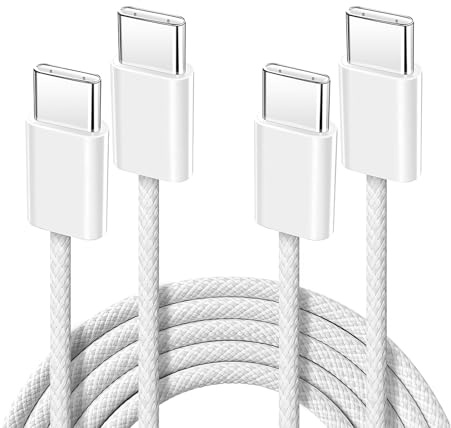 2 cables USB C, [1,5 m + 1,5 m] 30 W Cable USB C carga rápida, cable tipo C to Type C nailon trenzado compatible con iPhone 15 16 Pro Max/Plus Pro/Air MacBook Samsung Galaxy S23 S22 S24