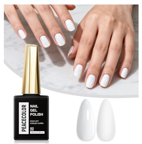 PEACECOLOR 15ml Semi Permanentes UV Gel Nagellack Classic Weiße Farbe Einfach zu Entfernen Schnellhärtung Lange Dauerhaft Ideal für Französische Nägel und Heim DIY