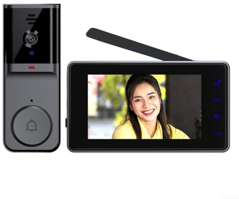Solaughguy Sonnette vidéo sans fil 4,3 avec interphone duplex, grand angle de 120°, portée de 200 m, écran 400 mAh et unité extérieure 800 mAh, pour usage domestique