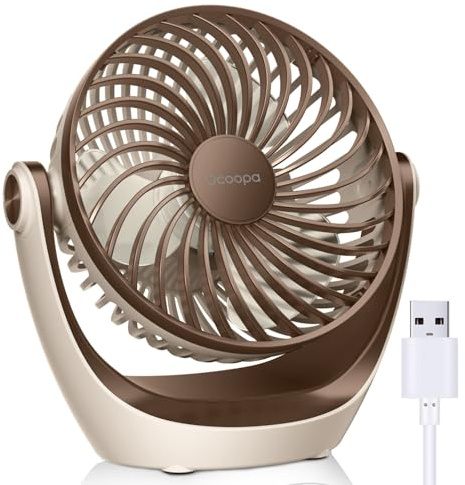 OCOOPA Ventilador USB, ventilador de mesa USB con fuerte flujo de aire y funcionamiento silencioso, ventilador de refrigeración portátil, velocidad ajustable, cabezal giratorio de 360° para el hogar