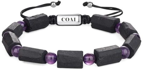 COAI Bracelet Tourmaline Noire Homme, Bracelet Œil de Tigre/Améthyste Homme