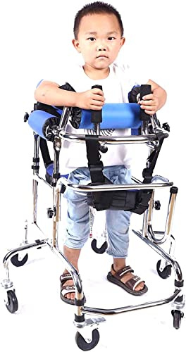 Gåhjälpmedel for funktionshindrade, bärbar stativ upprätt sexhjulsrullator for barn Cerebral pares Funktionshinder Rehabiliteringsträning Lättviktsrullator i aluminium med höjd