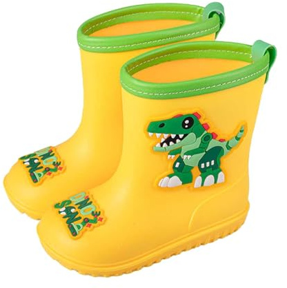 Stivali di gomma per bambini, antiscivolo, leggeri, in poliestere leggero, suola antiscivolo, impermeabili, comodi, per attività di pioggia e parco giochi, per ragazze e ragazzi, giallo., 2.5-3 Jahre